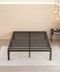 Built Tough Full Size Metal Platform Bed Frame Holding Fast To Three Thousand Pounds With Zero Whining From The Joints And Fourteen Inch Clearance for easy under-bed storage.