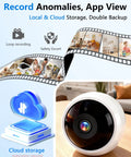 Magnetic Wireless Security Camera For Indoor And Outdoor Use With Install Free Setup 2K Wi Fi HD Night Vision Long Battery Life AI Motion Detection Weatherproof Build And Real Time Alerts showing cloud storage and loop recording