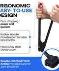 Heavy Duty Front Action Steel Strapping Sealer And Crimper For Three Quarter Inch Strapping With Long Fourteen Inch Handle Front Action Operates On Horizontal And Vertical Surfaces Heat Treated Wear Resistant Parts, ergonomic steel strap tool with rubber handle