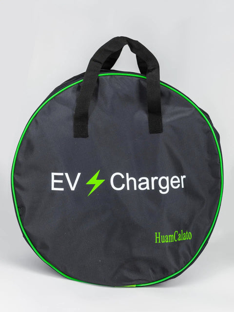 SAE J1772 Portable Level 2 EV Charger 32 Amp 90 To 260 Volt 7 KW Wall Connector With NEMA 10 30 Plug - black storage bag