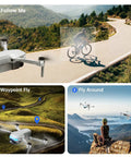 Beginner Friendly Foldable Drone With 4K Camera And Brushless Motors Auto Follow Tap Fly Circle Fly One Key Start Ultra Light Under 249g for Easy Travel And Epic Aerials in various modes: following cyclist, waypoint navigation, circle flying around hiker.