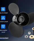 Fourteen And A Quarter By Twenty One Pitch Propeller For Aluminum Outboard Boat Replacement RH Rotation 15 Spline Fits 135 300HP Systems Flo Torq II Hub Kit Included visible with components