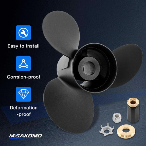 Fourteen And A Quarter By Twenty One Pitch Propeller For Aluminum Outboard Boat Replacement RH Rotation 15 Spline Fits 135 300HP Systems Flo Torq II Hub Kit Included visible with components