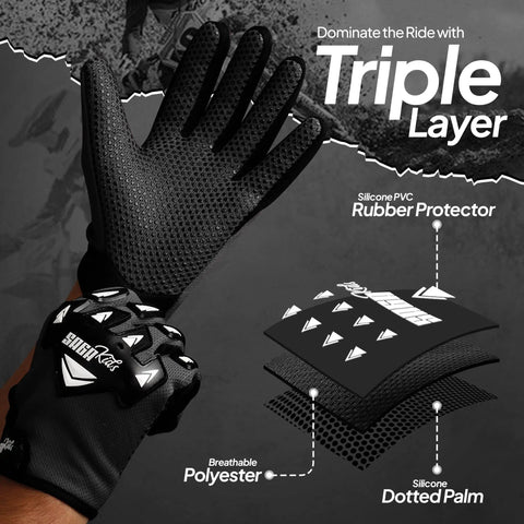 Youth Motocross Gloves For Kids And Teens Pro Grade Protection For Dirt Bike And BMX Riders Durable Grip Breathable Comfort Fit