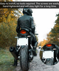 Motorcycle rear view showing license plate secured with 4 Pack 6mm Nylon License Plate Bolts And Nuts Kit With 25mm Screw Length And Universal Thread For Cars Trucks Motorcycles And Bikes Durable Weatherproof Fasteners That Keep Plates Secure And Vibration Free