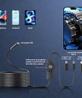 Endoscope Camera With Light 1920P HD Borescope with 8 adjustable LED lights, semi-rigid cable and smartphone compatibility display