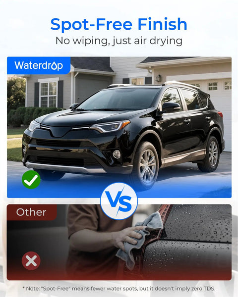Hard Water Filter For Hose Car Wash And Window Cleaning Water Deionizer For Cars Boats And More shown with a spot-free car.