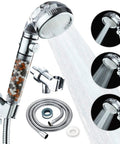 Purifying Shower Head With Beads For Hard Water No More Dry Skin, 3 Function High Pressure Handheld Shower With On Off Switch