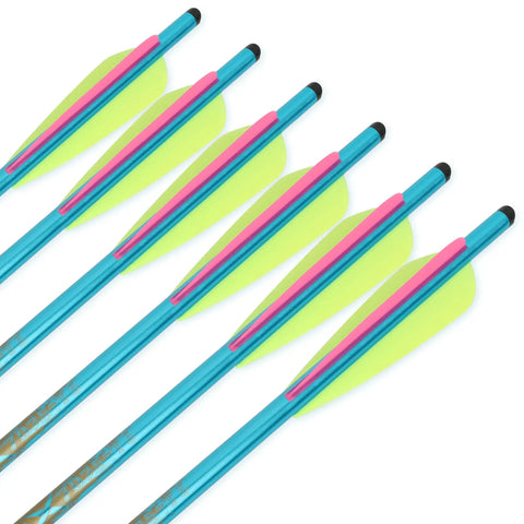 Crossbow Bolts Aluminum Arrows 20 Or 22 Inch Shafts With Four Inch TPU Vanes For Hunting And Target Practice Color Options