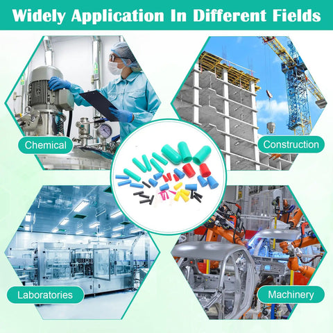 Applications of 200-piece silicone rubber tapered plug set in chemical, construction, laboratories, and machinery sectors