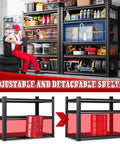 Beefy Heavy Duty Metal Garage Shelving Unit 5 Tier 71 Inch Tall 35 Inch Wide 16 Inch Deep with adjustable shelves for tools and gear