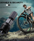 Bike Crank Puller Tool For Quick Crank Removal Pro Grade Crank Arm Extractor shown with mountain biker background.
