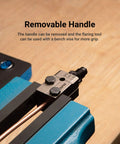 Capri Tools 3/16 in double flaring tool installed in a blue bench vise with copper tubing