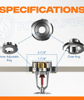 Retrofit Recessed Fire Sprinkler Escutcheon Split Three Piece Chrome Finish Depth Adjustable Ceiling Plate specifications diagram