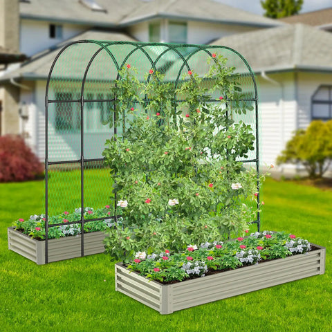 Sturdy Metal Garden Arch Trellis For Climbing Plants Outdoor Yard And Garden With Decorative Wire Lattice Black Finish