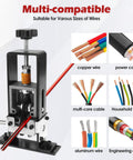 Labor Saving Manual Wire Stripping Tool For 1 To 25 MM Wire Gauges with wire types illustration and rust-resistant body