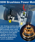 1200W brushless motor of Heavy Duty Electric Stair Climbing Hand Truck 1200W Power With 880Lb Capacity Folding Cart.