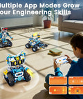 Five In One STEM Robotics Kit With App And Remote Control Build Code And Play Projects A Kid Friendly Gift For Ages 8 To 12 That Makes Learning Hands On Creative And Totally Fun This Holiday Season kids app-controlled robot builds