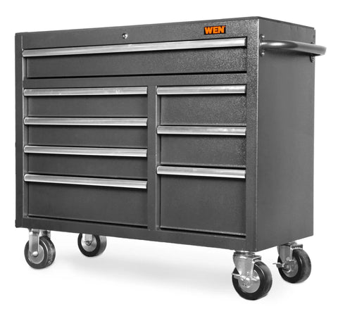42 Inch Premium Rolling Tool Cabinet With Eight Lockable Soft Close Drawers, Heavy Duty 21 Gauge Powder Coated Steel Construction