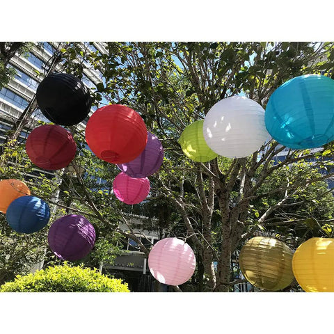 Six Inch White Paper Lanterns Set Of Six Hanging Round Lanterns For Birthday Party Wedding Christmas Bridal Home Decor