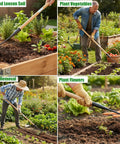 Hollow Hoe Garden Tool With 55 Inch Steel Handle For Weeding And Planting Sharp Edge Weed Puller used in garden tasks.