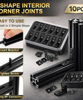 Heavy Duty 2020 Aluminum Extrusion Hardware Kit with 3 Way End Corner Brackets and L Shape Interior Corner Joints