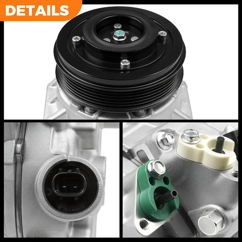 Ready To Roll Ac Compressor With Clutch For Toyota Camry Rav4 Sienna, showing detailed metal components and connectors.
