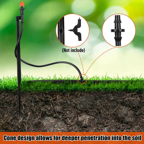All In One Drip Irrigation Kit 25 Pack With 360 Degree Micro Spray Heads, 12 Inch Stakes, And 16 Inch 1/4 Inch Tubing installation