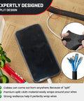 1 Inch Inner Diameter 10 Foot Split Braided Wire Cable Sleeve Self Wrap Loom with phone and cables on desk