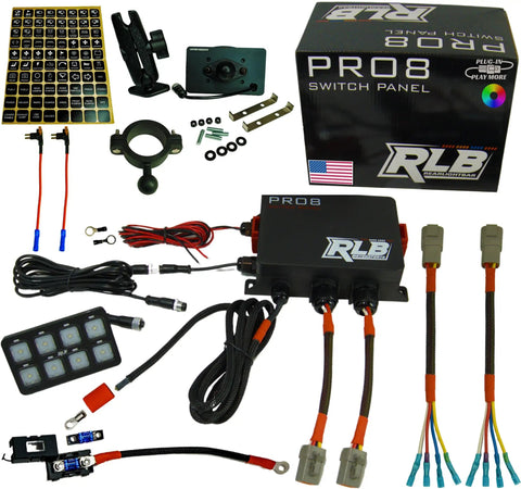 Components of 8 Gang 12V Switch Panel With Programmable RGBW LED One Tap Programming Master Memory On Off Or Momentary Modes Grab And Go