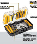 DEWALT 40-piece impact-ready screwdriver bit set in clear-lid storage case with yellow bits