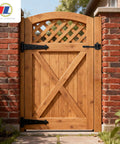 Lock It Tight Gravity Gate Latch Self Securing Black Fence Hardware For Garden Gates Pet Barriers Shed Doors Low Profile Setup And Rock Solid Yard Security on a wooden garden gate.