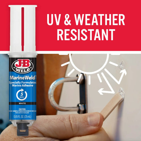 MarineWeld Syringe 25 Ml Dual Component Adhesive Sealant For Waterproof Bonds 1 To 1 Mix UV And Chemical Resistant.