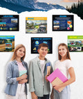 Six Geography Poster Set With Five Themes Of Geography For Social Studies Classrooms displayed with students in front