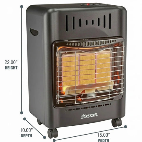 Portable Outdoor Propane Cabinet Heater With 6,000, 12,000, Or 18,000 BTU Settings Delivers Cozy Radiant Heat For Up To 450 Sq Ft
