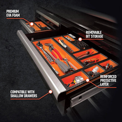 Premium EVA Foam Tool Tray With Built-In Bit And Socket Organizer For Toolbox Drawer Storage In Garage And Shop in drawer