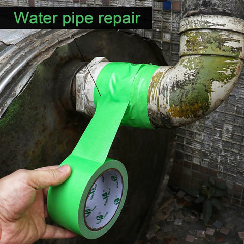 Green Heavy Duty Duct Tape 9 Mil Thick, 1.88 Inch Wide, 30 Yards Per Roll, Industrial Grade Waterproof Tape For Packing And Repairs, Strong Sticky Utility For Concrete, Wood, Glass, Metal, Plastic, 2 Rolls Total 60 Yards used on a water pipe repair