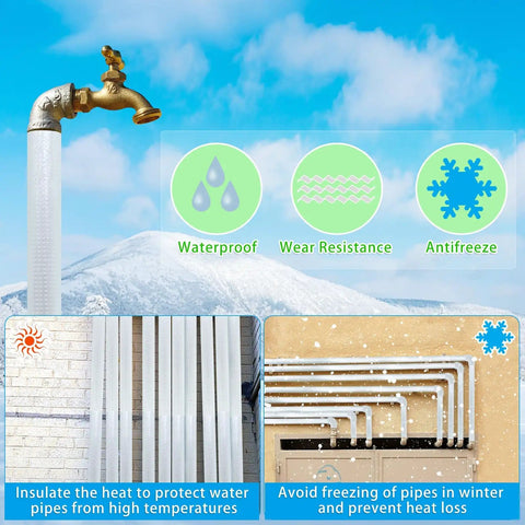 10 Pack Self Adhesive Pipe Insulation Foam Tubes With Aluminum Foil Wraps For Spigots And Outdoor Pipes, Winter Freeze Protection
