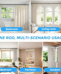 Heavy Duty Black Tension Curtain Rod No Drilling Adjustable 41 To 144 Inches With Rust Resistant Finish For Living Room and Outdoor