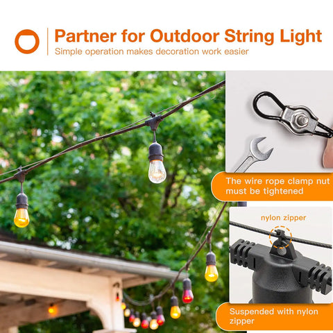 164 Ft Nylon Coated Stainless Steel Cable Hanging Kit For Outdoor String Lights Heavy Duty Guide Wire in garden setup