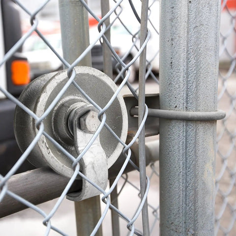 5 Inch Pipe Track Gate Rollers for Chain Link Sliding Gates Heavy Duty Wheels to Fit 1 7 8 Inch Posts Installed on Fence