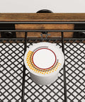 Compact Coffee Pod Drawer Holder With 35 Capsule Capacity for K Cup Storage featuring sliding mesh basket, rustic brown top view.
