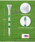 Four Leaf Clover Shamrock Golf Tees Bulk Pack Three And A Quarter Inch Plastic Tees White With Green Stripes Durable USA Made 100 Count