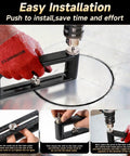 Front view of 2-12 inch adjustable sheet metal circle cutter with drill attachment, black frame, Amazon.