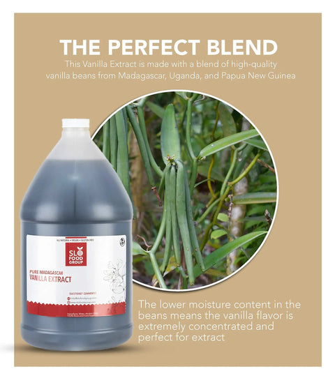 1 gallon Pure Vanilla Extract For Baking And Cooking, rich flavor from Madagascar, Uganda, Papua New Guinea beans, lightly filtered.