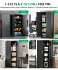 Heavy Duty Metal Garage Storage Cabinet With Doors And Adjustable Shelves 71 Inch Tall Steel Locker Organizer in various settings