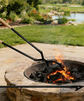 Using 42 Inch Detachable Fire Tongs And Poker Set With Carrying Bag Heavy Duty Fire Pit Tools Portable Log