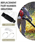 Leaf Blower Flex Tube Bellows Replacement 580693004 for Ryobi BP42 with accessories, showing quick snap fit design.