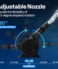 VIVOHOME submersible pond pump; front view with 180° adjustable nozzle