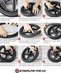 Step-by-step guide on replacing flat tires using Three Pack Jogging Stroller Tire Replacement Set With Two 16x1.75 Rear Tires And One 12.5x2.25 Front Tire BPA Latex Free Butyl Rubber For Real High Performance Safe Ride And Wide Compatibility With Three Wheel Strollers